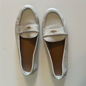 Coach Leather Loafers Off-White slide-on flats Odette cream slip-on boat shoe 10
